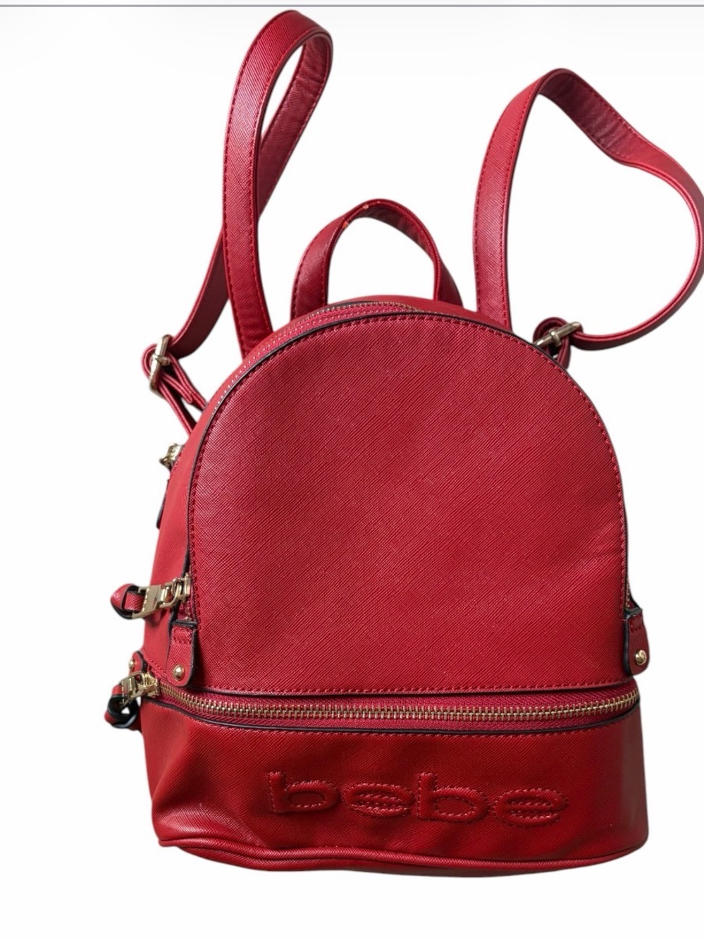 bebe Red Mini Convertible Backpack with Gold-Tone Hardware